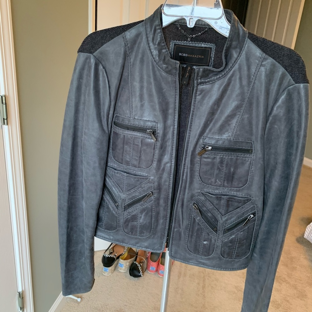COPY - BCBG Max Azria - Grey Leather Jacket